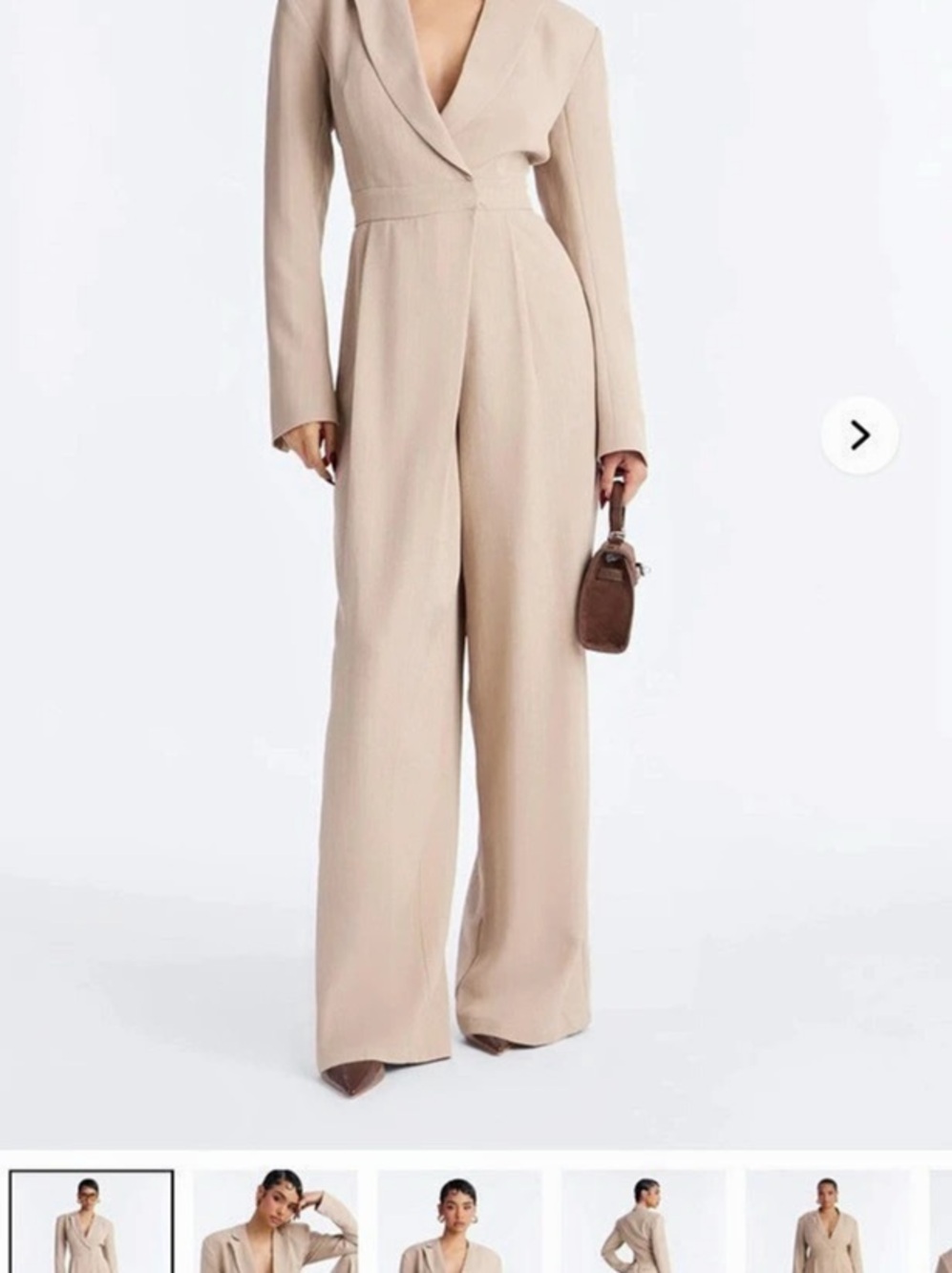 Fashion Nova Women's Wide Leg Jumpsuit in Beige Size Large NWT